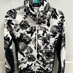lululemon athletica Black and White Floral scuba Hoodie